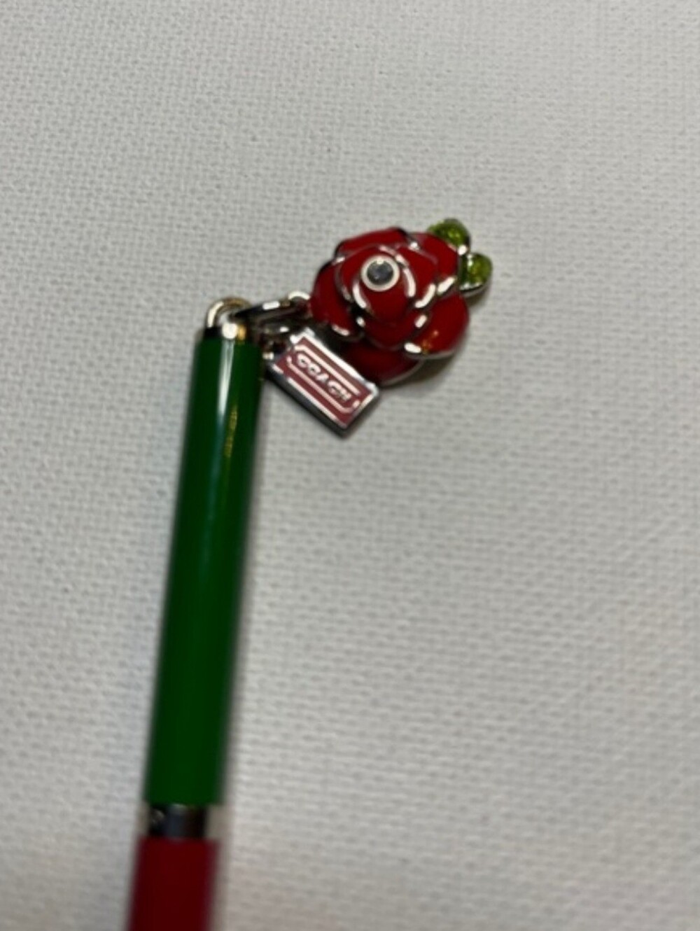 Coach Red & Green W/Rose Charm & Pen - Picture 2 of 6
